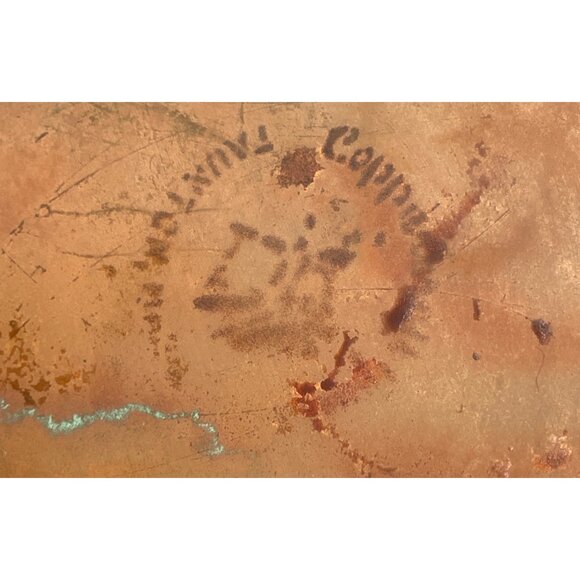 Antique Copper Kettle Lid & Brass Spout Handle Coppercraft Guild/Taunton Maine - Picture 6 of 8